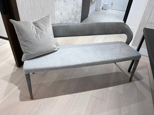*BRAND NEW Custom Made Black Porcelain Top Dining Table, with 2 Sunpan Madura Banquettes in Belfast Heather Grey/Bravo Metal (*Retail value $6,400)
