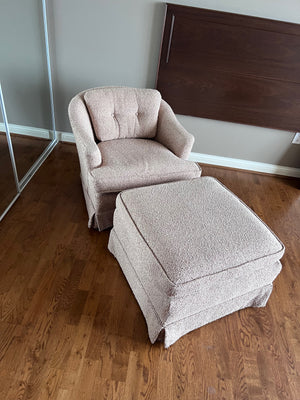 Vintage Upholstered Chair + Ottoman