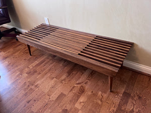 MCM Vintage Unique Slatted Sliding/Extendable Bench (Cushion Included)