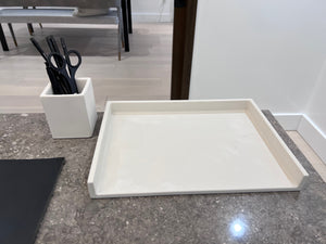 *BRAND NEW CB2 White Cement Pencil Cup & Letter Tray (*Retail value $45)