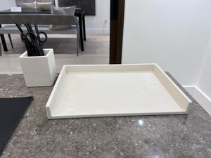 *BRAND NEW CB2 White Cement Pencil Cup & Letter Tray (*Retail value $45)
