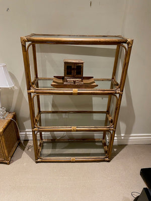 Bamboo Style Etagere with Glass Shelves