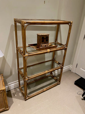 Bamboo Style Etagere with Glass Shelves