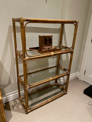 Bamboo Style Etagere with Glass Shelves