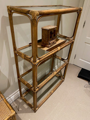 Bamboo Style Etagere with Glass Shelves