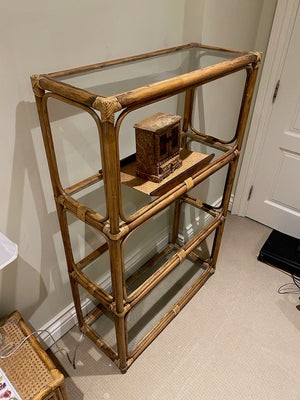 Bamboo Style Etagere with Glass Shelves