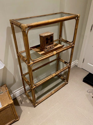 Bamboo Style Etagere with Glass Shelves
