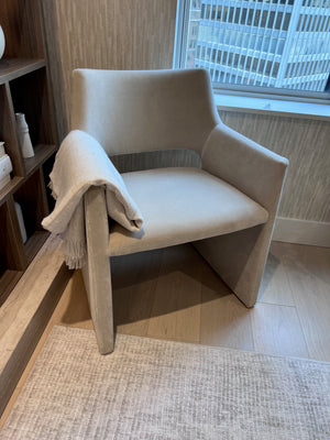 *BRAND NEW CB2 FOLEY FAUX MOHAIR GREY ARMCHAIR + EQ3 Throw Blanket (*Retail value $629)