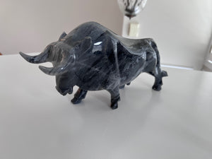 Carved Marble Bull Sculpture