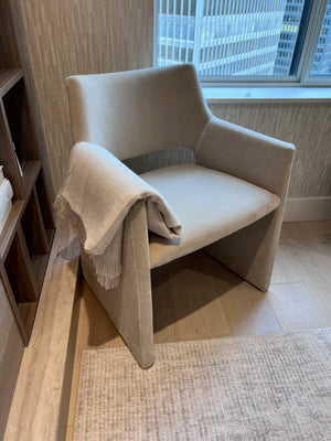 *BRAND NEW CB2 FOLEY FAUX MOHAIR GREY ARMCHAIR + EQ3 Throw Blanket (*Retail value $629)