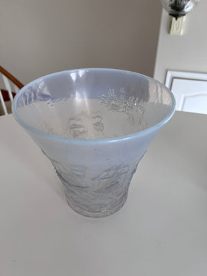 1930's Joseph Inwald Barolac Art Deco Vase in Opalescent Glass w/Ships Motif