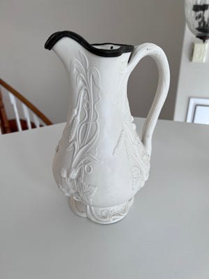 1880's Bennington Art Pottery of Vermont Parian Ware Pitcher