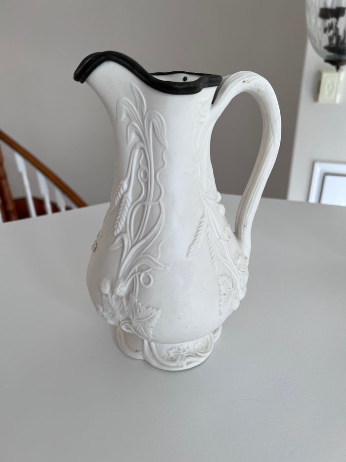 1880's Bennington Art Pottery of Vermont Parian Ware Pitcher