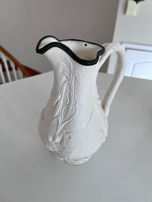1880's Bennington Art Pottery of Vermont Parian Ware Pitcher