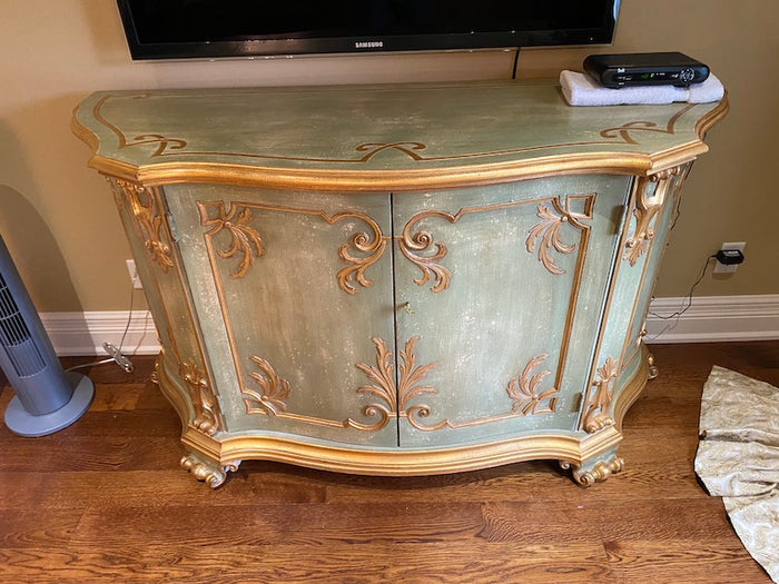 Wood Carved Entertainment Cabinet, Made In Italy