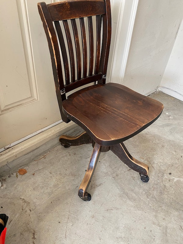 Antique 'The Atwood' Banker's Rolling Chair