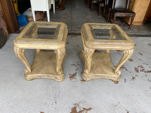Pair of "Bernhardt" Glass Side Tables
