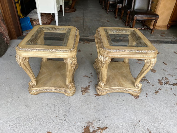 Pair of "Bernhardt" Glass Side Tables