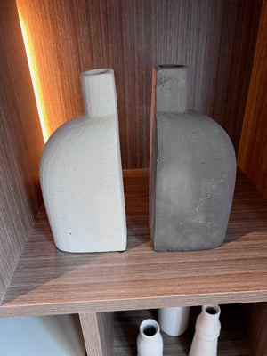 *BRAND NEW Karri Beige & Grey Clay Vessel Vases (*Retail value $50)