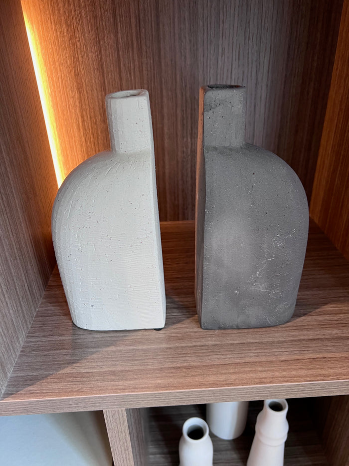 *BRAND NEW Karri Beige & Grey Clay Vessel Vases (*Retail value $50)