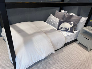 *BRAND NEW Wayfair Black Eivor Twin Canopy Bed by Isabelle & Max + Mattress + Linen (*Retail value $859)