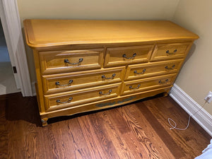 "Superior Wood"- Light Wood 7 Drawer Dresser