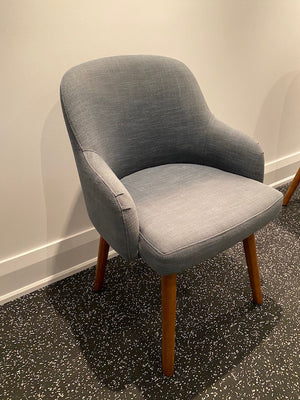 West Elm Mid-Century Grey Upholstered Chair - Wood Legs