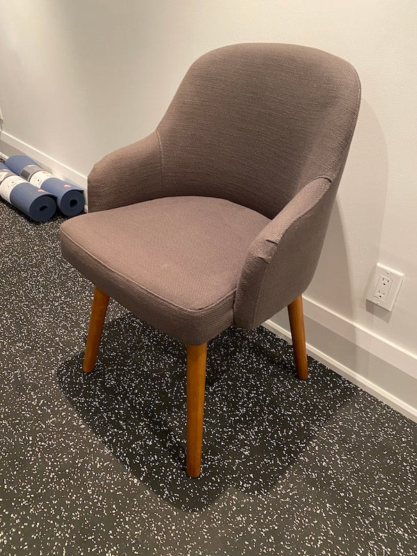 West Elm Mid-Century Brown Upholstered Chair - Wood Legs