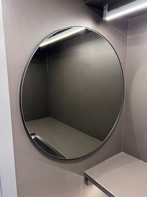 *BRAND NEW Umbra Round Smoked Mirror with Black Frame