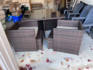 Mobelli Patio Dining Table + 4 Chairs (*Chairs + Ottomans Tuck Under Table)