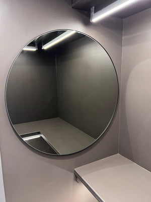 *BRAND NEW Umbra Round Smoked Mirror with Black Frame