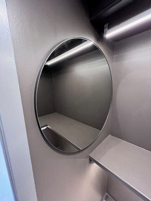 *BRAND NEW Umbra Round Smoked Mirror with Black Frame