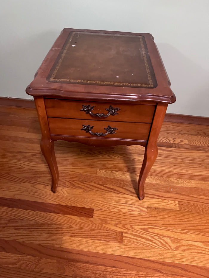 Pair of Leather Top Side Tables