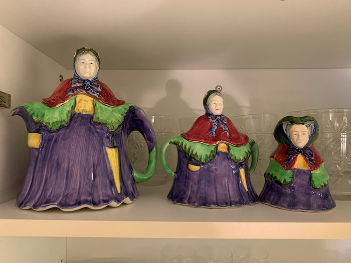 Vintage Made in England Set of 3 Porcelain Handpainted Cream & Sugar