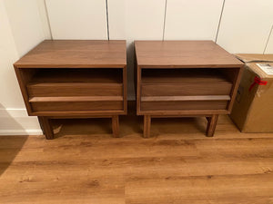 2 Article Walnut Nightstands