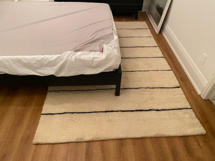 CB2 Micah Stripe Shag Handknotted Rug- 5ftx8ft