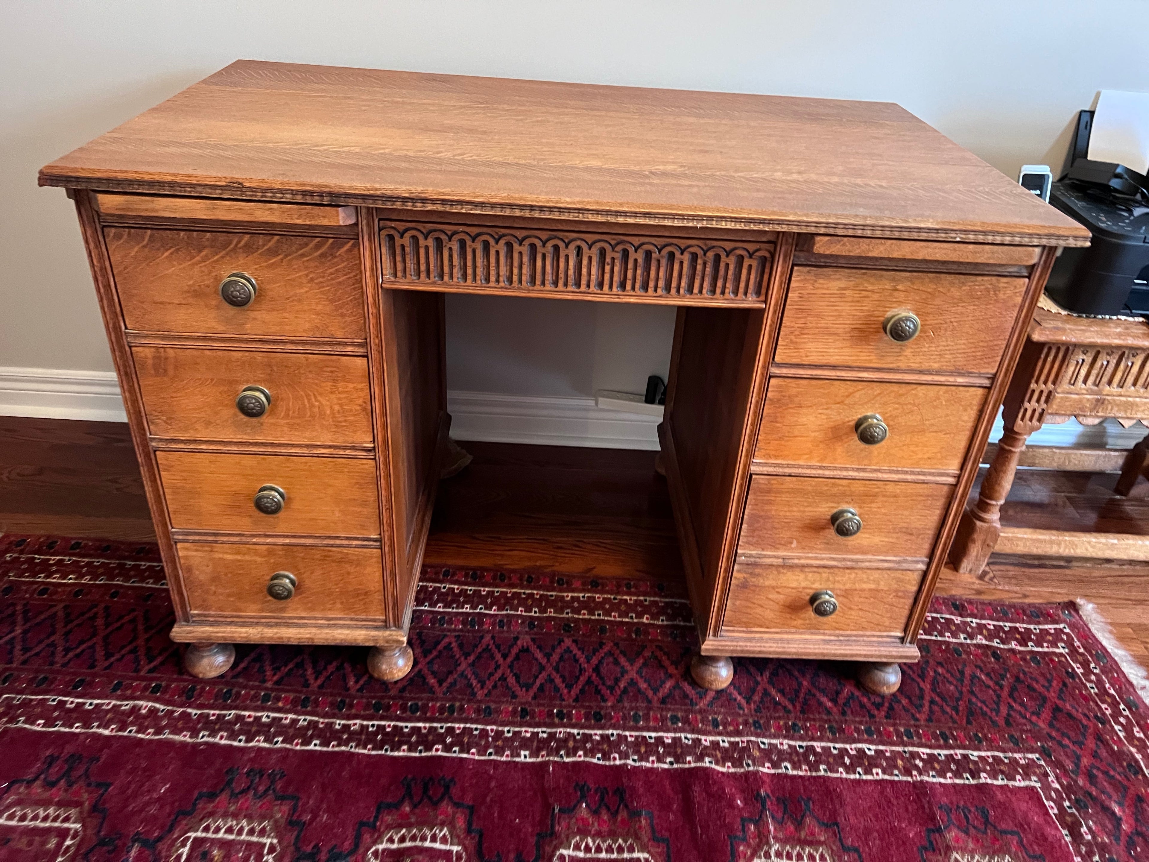 Antique Solid Oak Executive Desk w/Chair