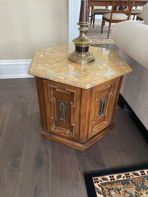 Pair of Hexagonal Marble Top Side Tables