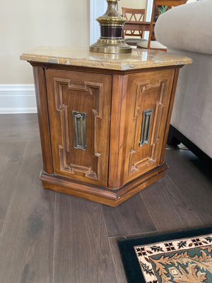 Pair of Hexagonal Marble Top Side Tables