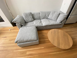 Restoration Hardware Cloud Sofa + Ottoman, Nickel Linen