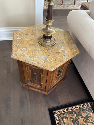 Pair of Hexagonal Marble Top Side Tables