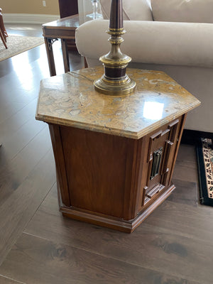 Pair of Hexagonal Marble Top Side Tables