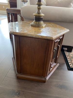 Pair of Hexagonal Marble Top Side Tables