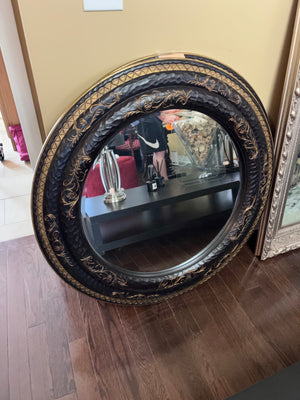 Round Black & Gold Mirror Imported from South Africa (*1 Available)