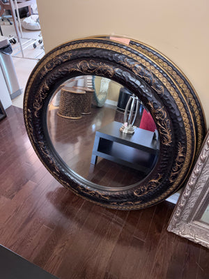 Round Black & Gold Mirror Imported from South Africa (*1 Available)