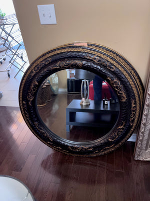 Round Black & Gold Mirror Imported from South Africa (*1 Available)