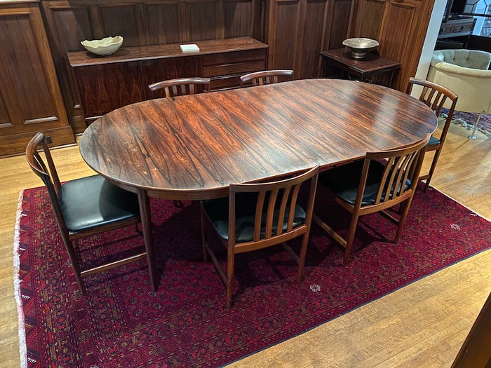 Westnova Furniture MCM Rosewood Dining Table + 6 Chairs, Made in Norway