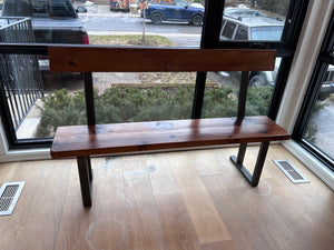 Custom Made Industrial Style Wood & Metal Bench