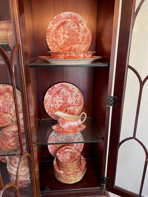 Royal Crown Derby English Bone China 'Red-Aves' Service for 12