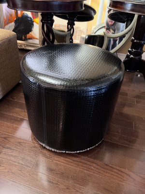 Black Faux Leather Ottoman